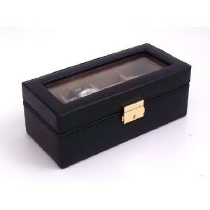  Four Watch Case, Black Leather, tarnish proof, BB540BLK 