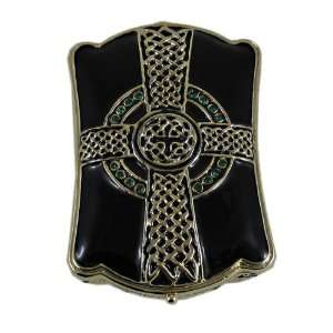  Celtic Cross Trinket Jewelry Box Black Bejeweled Black 