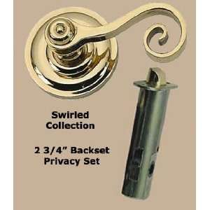  Swirled, Brass 2 3/4 Swirled Lever & Rose Privacy Set 