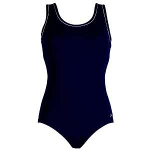   Moderate Scoop Back Swimsuit Solid NAVY 18