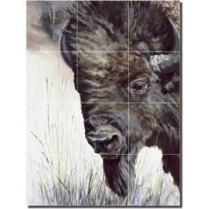 Icon by Debbie Hughbanks   Buffalo Animal Ceramic Tile Mural 24 x 18 