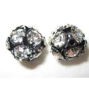  8pcs 12mm Swarovski Rhinestone Balls Black / Crystal 