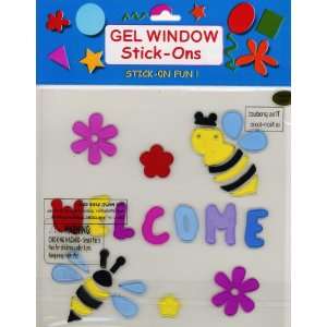  Welcome Bumblebees & Flowers Gel Window Clings