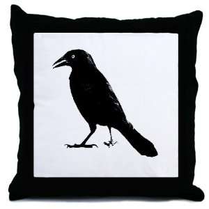  Black and White Raven Bird Decorative Throw Pillow, 18 