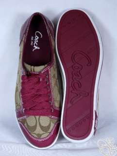 COACH Brodi 12CM Signature C Crinkle Khaki/Plum Womens Sneakers Shoes 