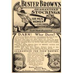 1910 Ad Buster Browns Hosiery Stockings Girl Bulldog   Original Print 