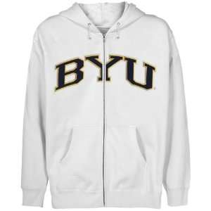  BYU Cougars Youth White Arch Applique Full Zip Hoody 