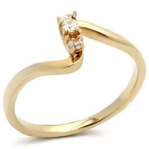 Size 5 Clear Cubic Zirconia CZ Brass Gold Ring AM 
