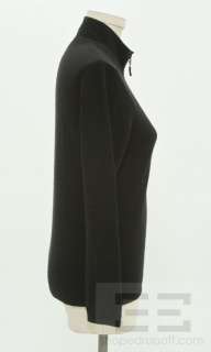 Brunello Cucinelli Black Cashmere Zip Neck Sweater Size Medium  