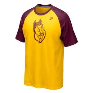   Sun Devils Gold Nike Raglan Vault Logo Tri Blend T Shirt Sports