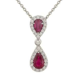  Pear Shaped Ruby(.78ct) & Pave Diamond(.16ct) Pendent 