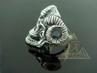 Egyptian 925 Silver Jewelry Ram Buck Skull Ring 10  