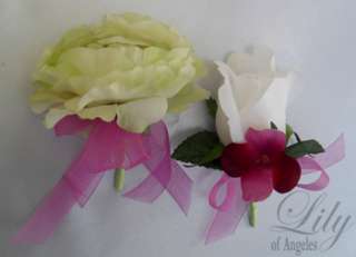 17 pieces Wedding Bridal Bouquet Flower Bride Groom Boutonniere 