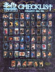 BUFFY THE VAMPIRE SLAYER PHOTOCARD CHECKLIST 1999 PROMOTIONAL SELL 