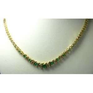  Stunner! Colombian Emerald & Diamond Riveria Necklace 