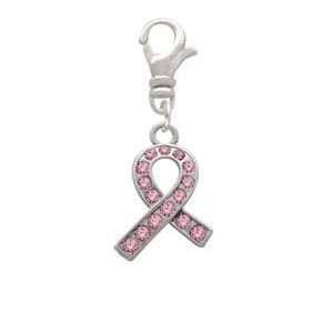   Pink Swarovski Crystal Ribbon Clip On Charm: Arts, Crafts & Sewing