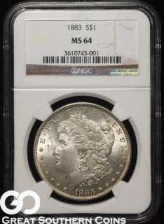 1883 NGC Morgan Silver Dollar NGC MS 64 ** CHARMING COLOR  