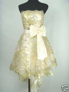 New Boutique Cream W Gold Pattern Formal Dress Size 14  