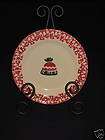   pottery nordic luncheon plate cranberry spongeware winter stocking cap