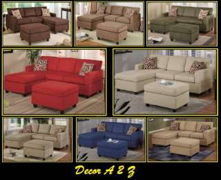pcs Microfiber Sectional Sofa Set W Ottoman 8 colors  
