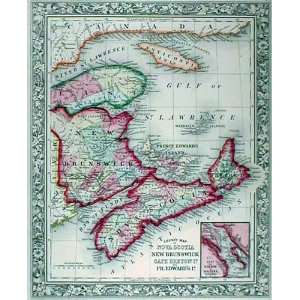 Mitchell 1861 Antique Map of Nova Scotia, New Brunswick, Cape Breton 