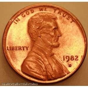  Uncirculated Red 1982 D Lincoln Penny    Zinc    Small 