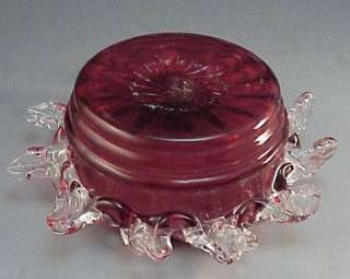 Stourbridge English Ruby Jam Dish w Silver Lid Rigoree  