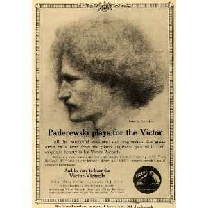  1912 Ad Victor Talking Machines Paderewski Piano Record 