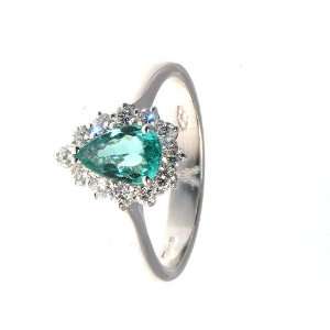  18Carati Emerald drop and diamond ring 0.42 ct.   AF0356 5 