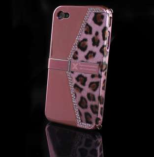 Luxury Leopard Diamond Stand Handbag Hard Back Case Cover For Apple 