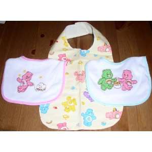  Set of 3 Care Bears Bibs   Pink, Green, Yellow Everything 