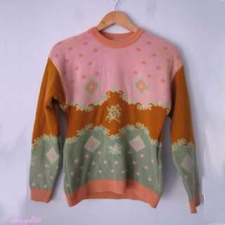Vintage: STEFANEL Italy Retro Print Wool Knit Sweater  