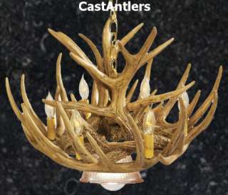 CAST CASCADE WHITETAIL 9 ANTLER CHANDELIER W/ DOWNLIGHT  