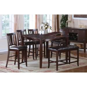  7PC Modern Style Counter Height Dinette Set With Six 