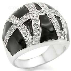  Black Epoxy Cubic Zirconia Fashion Ring SZ 9 Jewelry