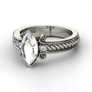  Catelyn Ring, Marquise Rock Crystal 14K White Gold Ring 