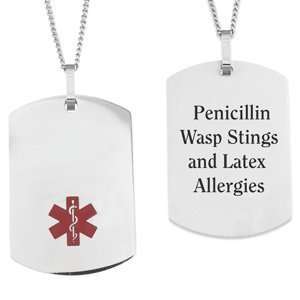   : Stainless Steel Engraved Medical Alert ID Dog Tag Pendant: Jewelry
