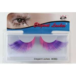 Elegant Lashes W353 Premium Jumbo Color False Eyelashes (Purple and 