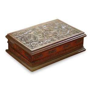  Cedar and leather jewelry box, Colonial Garden Home 