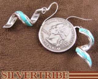 Turquoise Inlay Jewelry Sterling Silver Hook Earrings  