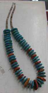 Estate E. Yazzie Spiny Oyster Turquoise Heshi Necklace  