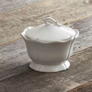  Antiqued White Sugar Bowl, 4? tall: Kitchen & Dining