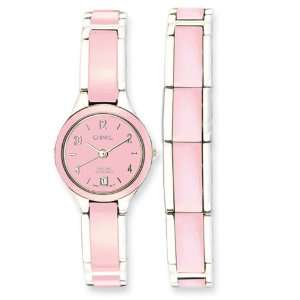 Ladies Chisel Ceramic & Stainless Steel Pink Dial Watch 