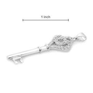 Brand New Key Pendant 0.75ctw CZs Beautifully Crafted in 925 Sterling 