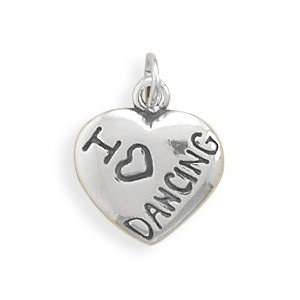  I Love DANCING Charm Puffed Heart Sterling Silver: Jewelry