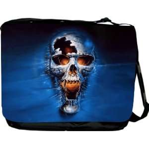 Rikki KnightTM Horror Skull on Blue Background Messenger Bag   Book 