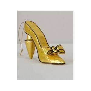  Glittery Gold & Black High Heel Shoe Christmas Ornament 