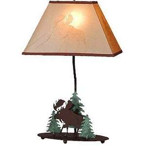  20 Moose and Pine Trees Table Lamp with Shade by Neil 