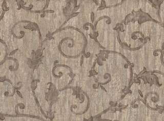ARCHITECTURAL SCROLL,LEAVES Rustic Wallpaper VC907  
