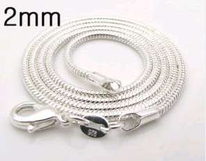 5pcs2mm 925Sterling Silver snake chain Necklace 16 24  